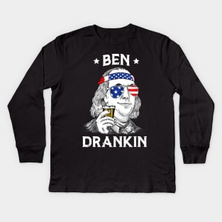 4th Of July Ben Drankin Benjamin Franklin Kids Long Sleeve T-Shirt